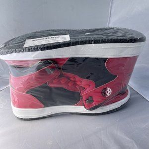eagsouni leather and rubber sole Red And Black high tops, Size 13 Or 47